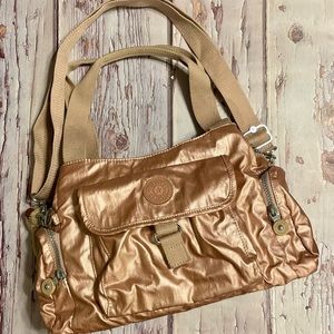 Kipling Rose Gold Metallic Shoulder Bag